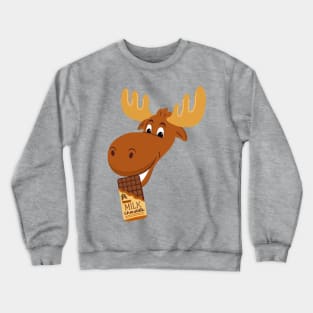 Lispe Chocolate Moose Funny Dad Joke Cartoon Crewneck Sweatshirt